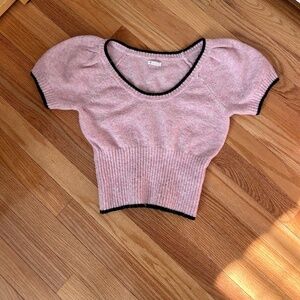 Kimchi Blue Medium Sweater Paris Puff Sleeve Sweater in Mauve pink black